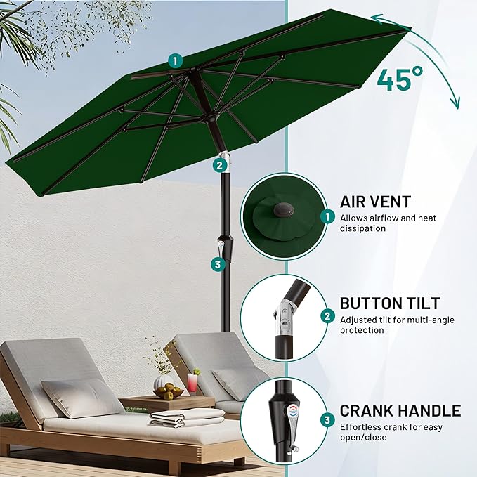 AreShark 9 FT Patio Umbrella for Outdoor, Outdoor Table Umbrella - Image 5