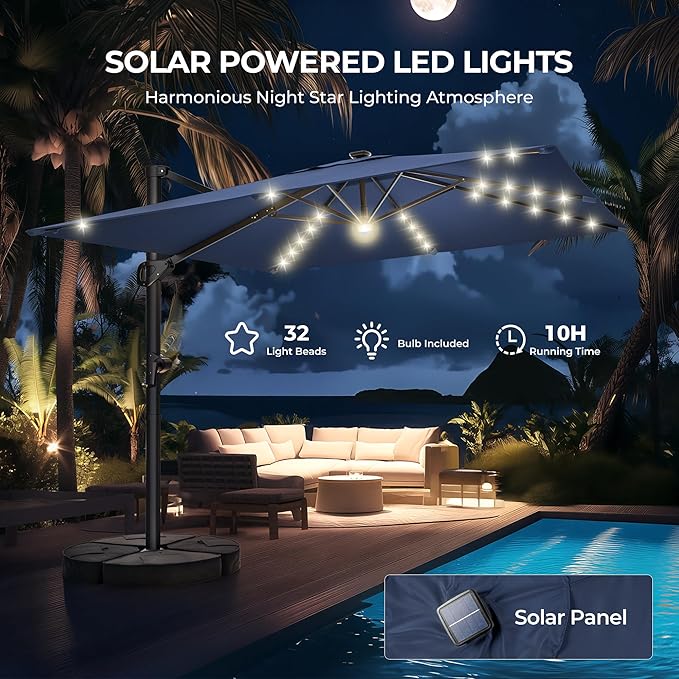 HOMSHADE 10 ft Square Cantilever Patio Umbrella - Image 2