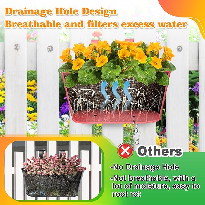 MADHOLLY Railing Planter with Drainage Holes - Image 3