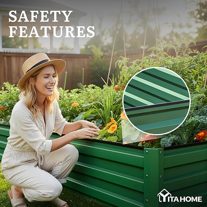 YITAHOME 12x4x1ft Large Raised Garden Bed Kit, Galvanized Metal Planter Box - Image 6