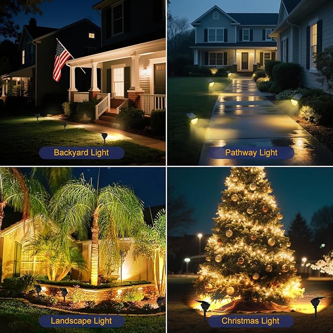 T-SUN Solar Lights Outdoor Waterproof IP65, 12 Pack LED Solar Spot Lights Color - Image 2