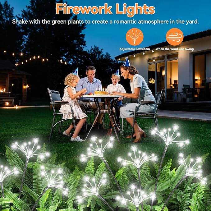 Solar Garden Lights 2 Pack Waterproof Solar Swaying Starburst Light Outdoor - Image 6