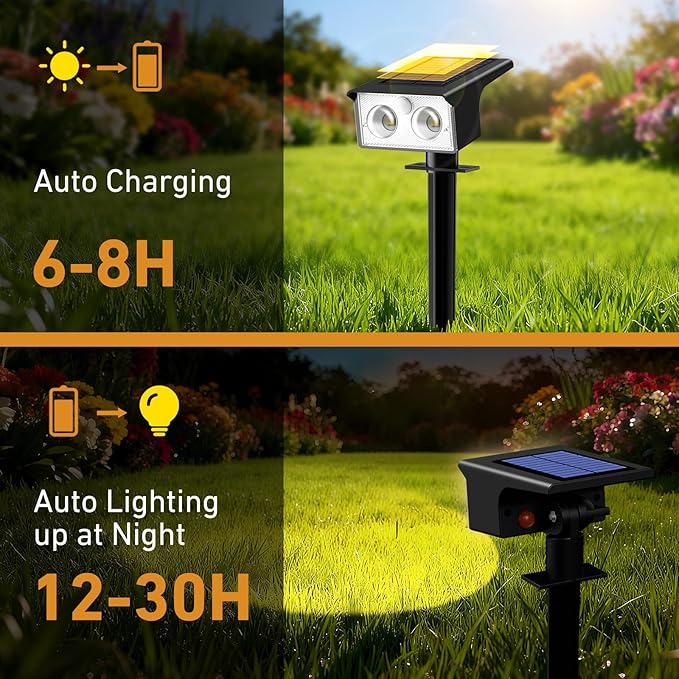 btfarm Solar Spot Lights Outdoor Waterproof, 12 Pack/3 Modes Motion Sensor - Image 5
