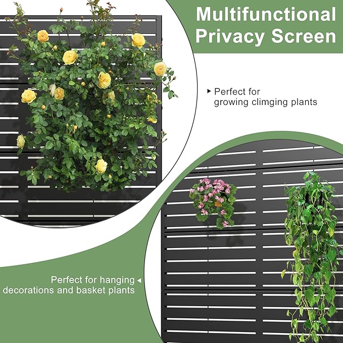 Casaphoria Metal Privacy Screen Outdoor, Louvered Black - Image 7
