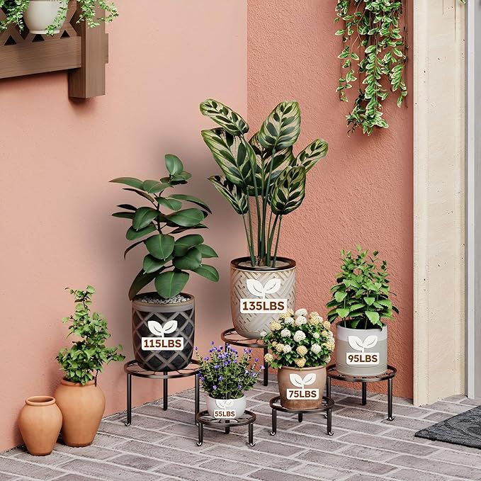 5 Pack Metal Plant Stand for Heavy Potted Plant for Home Indoor and Outdoor - Image 3