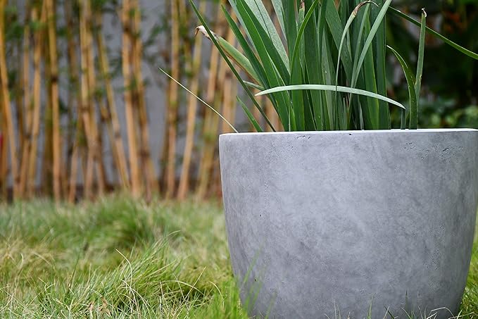 Kante 14 Inch Dia Round Concrete Planter, Indoor Outdoor Large Plant Pot - Image 17
