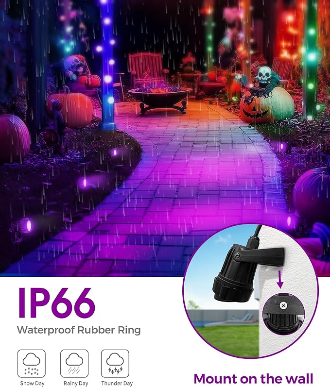 L LOHAS LED Halloween Orange and Purple Spotlights Outdoor, Auto On/Off 5W 120V - Image 7