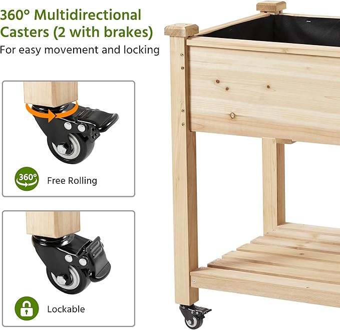 Yaheetech 42x23x33in Wooden Raised Garden Bed - Image 6