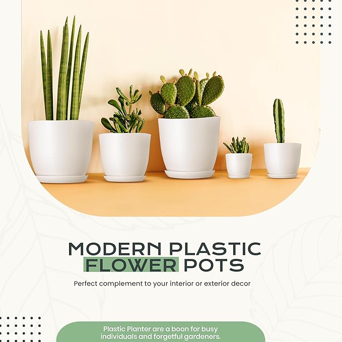 Utopia Home - Plant Pots Indoor - 7/6.6/6/5.3/4.8 Inches Flower Pots - Image 5