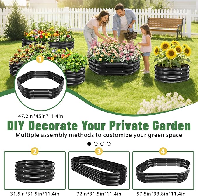 Hexagon Raised Garden Bed, 48 Inch Diagonal & 12 Inch Tall, Galvanized Steel - Image 4