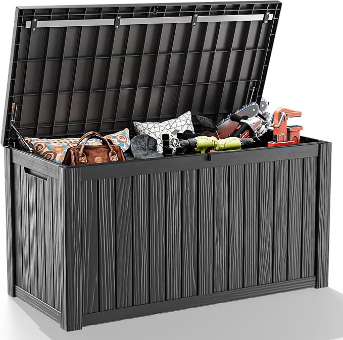 180 Gallon Resin Deck Box, Lockable Weatherproof Outdoor Storage Box by OutdoorLivingPerfected