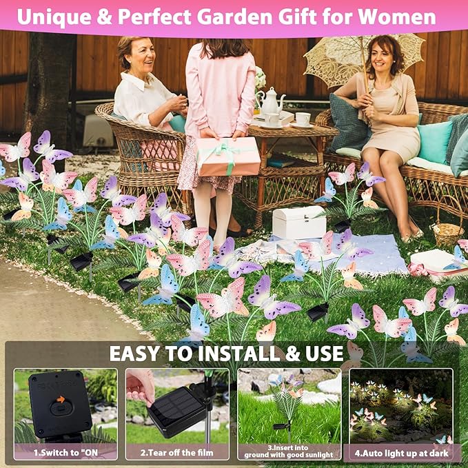 Solar Garden Lights 4 Pack Waterproof Decorative Solar Lights Outdoor - Image 7