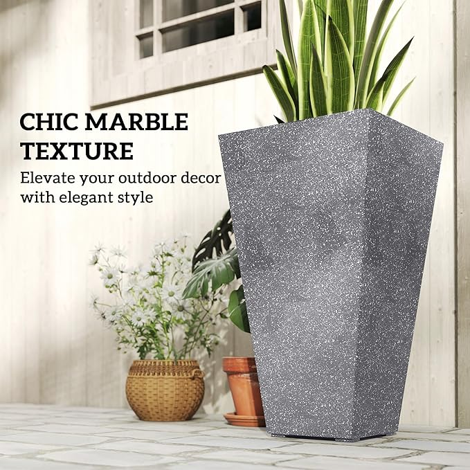 Outsunny 28 Inch Tall Planters for Outdoor Plants, Stackable Tapered Large - Image 5