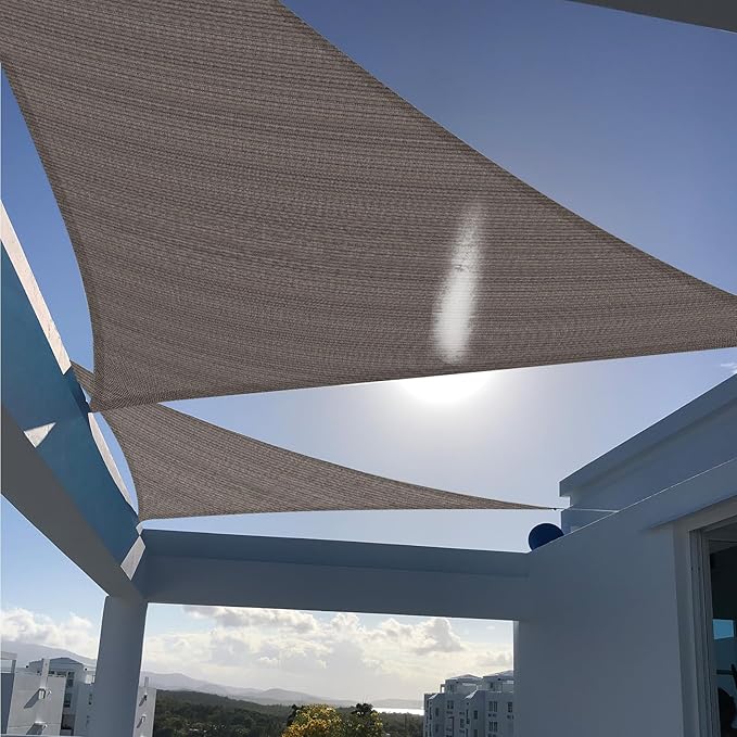 SUNNY GUARD Custom Size 8'x15'x17' Brown Sun Shade Sail Right Triangle UV Block by SUNNYGUARD