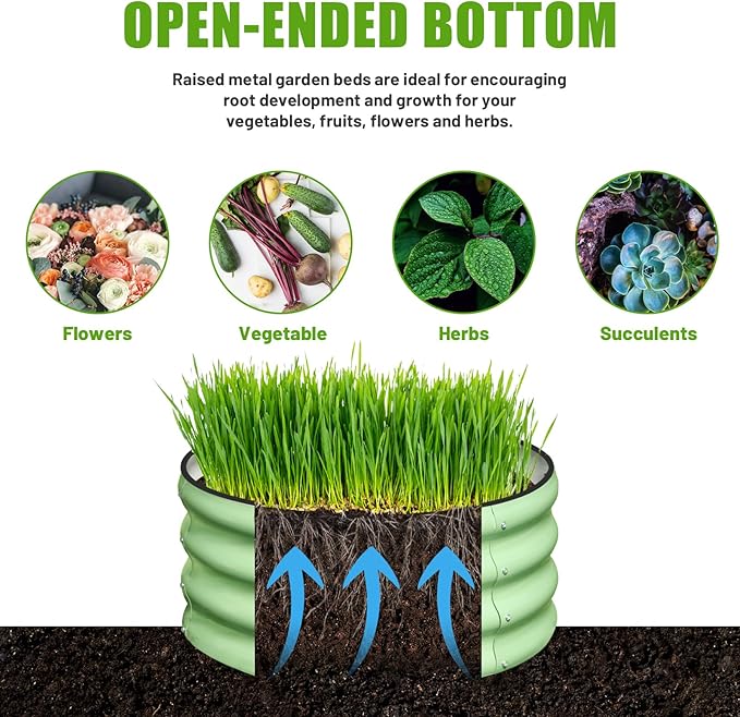SnugNiture 3 Pcs 2x2x1ft Round Galvanized Raised Garden Bed Kit Outdoor - Image 4