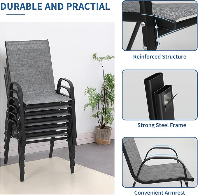 PIZZELLO Patio Chairs Set of 6 - Image 7