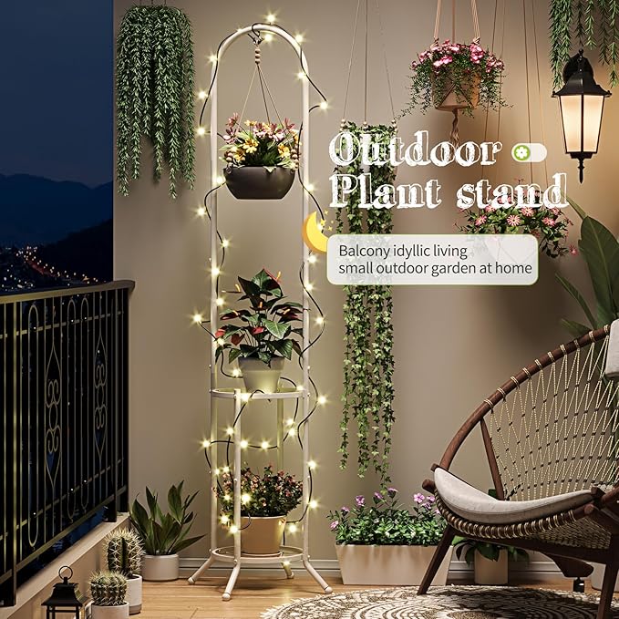 BMOSU Plant Stand with Hooks Indoor Outdoor Corner Tall Plant Stand Heavy-Duty - Image 6
