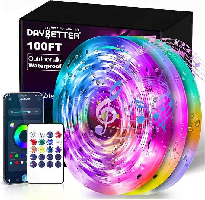 DAYBETTER 100 ft Outdoor Led Strip Lights Waterproof, Smart Light Strips by DAYBETTER