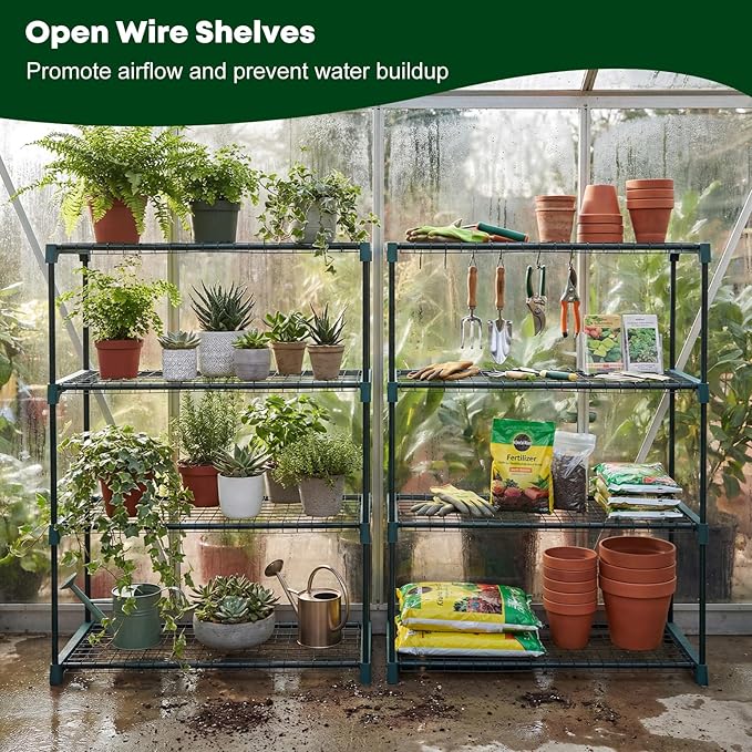 Panana 4 Tier Garden Greenhouse Steel Staging Shelving Plant Stand Garden - Image 3