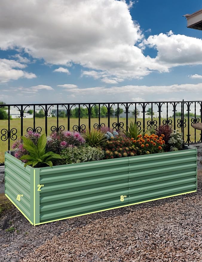 GarveeLife 8x4x2 ft Galvanized Raised Garden Bed, Rust-Resistant Raised Garden - Image 3