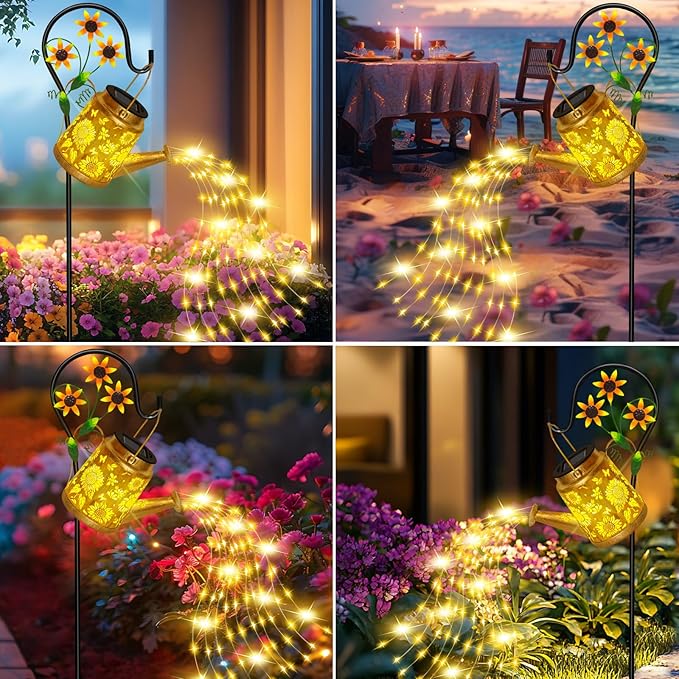 Sunflower Solar Watering Can Lights, Outdoor Waterproof Garden Lanterns - Image 5