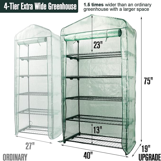 Worth Garden 50% Extra Wide Mini Greenhouse 5 Tier Portable Plant Green House - Image 3