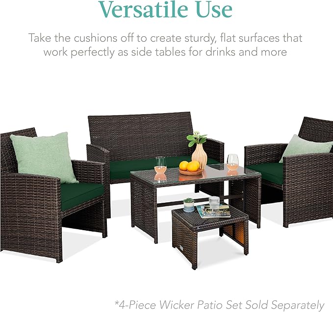 Best Choice Products Set of 2 Wicker Ottomans, Additional Seating, Side Table - Image 4