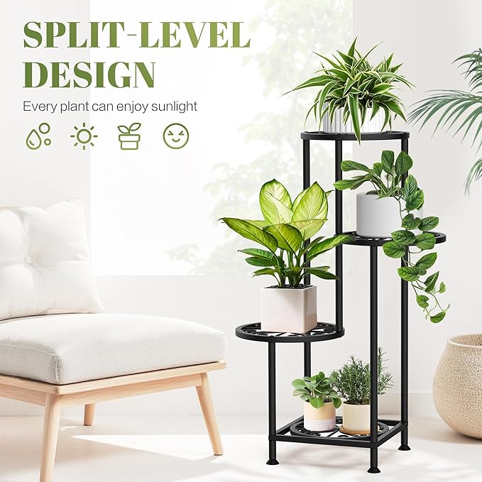 4 Tier Plant Stand Outdoor Indoor, Metal Flower Shelf Display Holder - Image 3