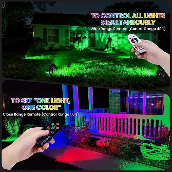 Multi Colored Spotlights Outdoor: RGBW LED Spot Light Plug in 120V Remote - Image 3