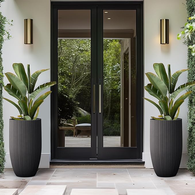 Kante 24 Inch Tall Round Concrete Planter, Large Indoor Outdoor Plant Pots - Image 6