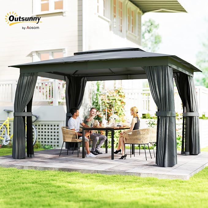 Outsunny 10' x 12' Outdoor Patio Gazebo, Heavy Duty Gazebo Canopy Shelter - Image 2