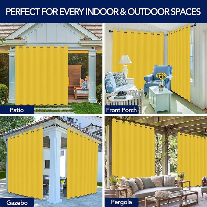 PureFit Outdoor Curtains for Patio Waterproof Weatherproof, UV Resistant - Image 5