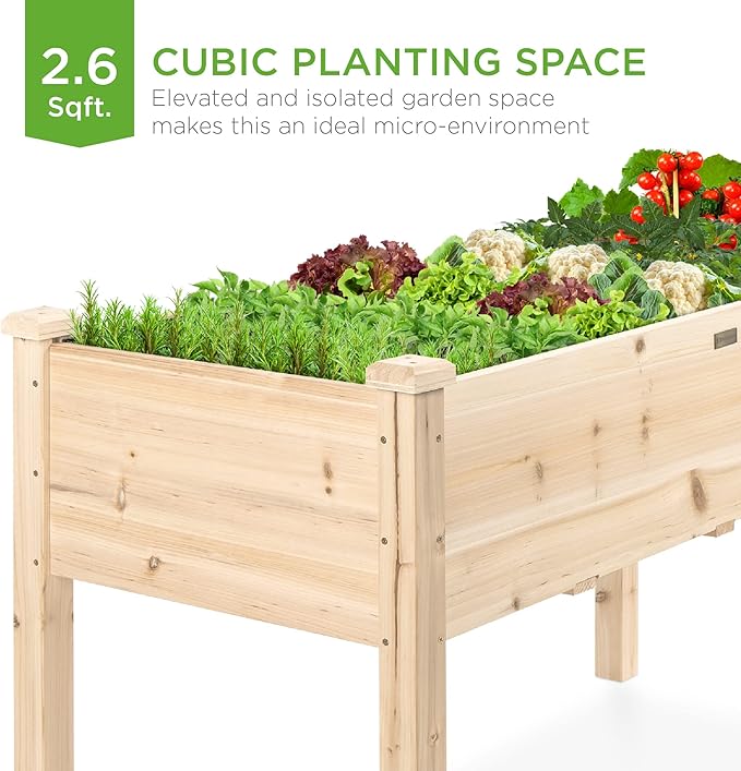 Best Choice Products 34x18x30in Raised Garden Bed, Elevated Wood Planter Box - Image 3