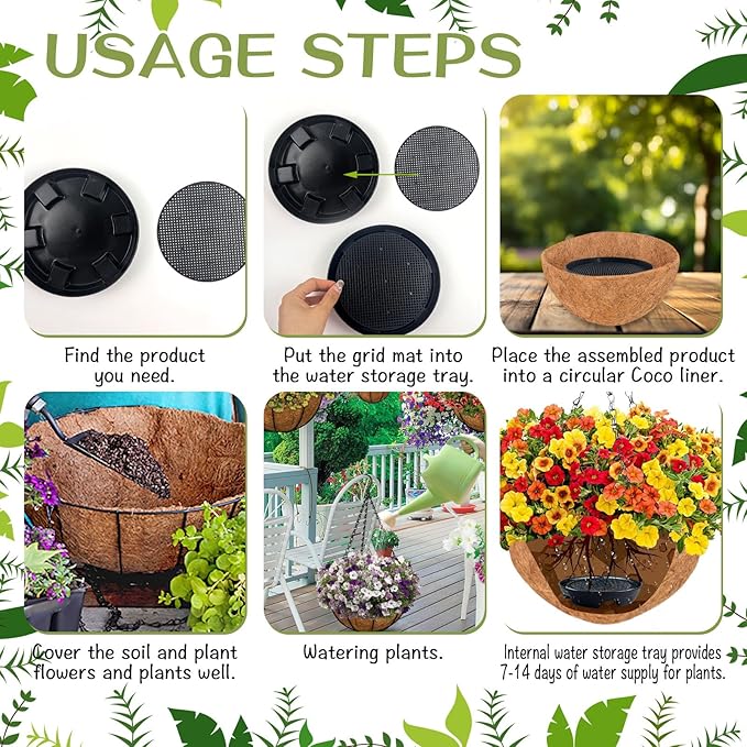 7.16” Self Watering Planter Insert, 10 Pack Invisible Hanging Basket Drip Pan - Image 3