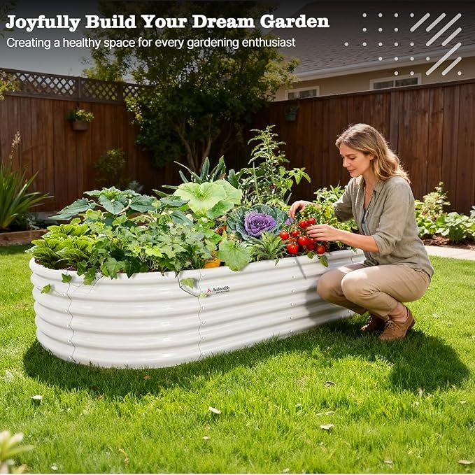 A ANLEOLIFE 8X4X1.5 ft Galvanized Raised Garden Beds Outdoor, Oval Large Metal - Image 5