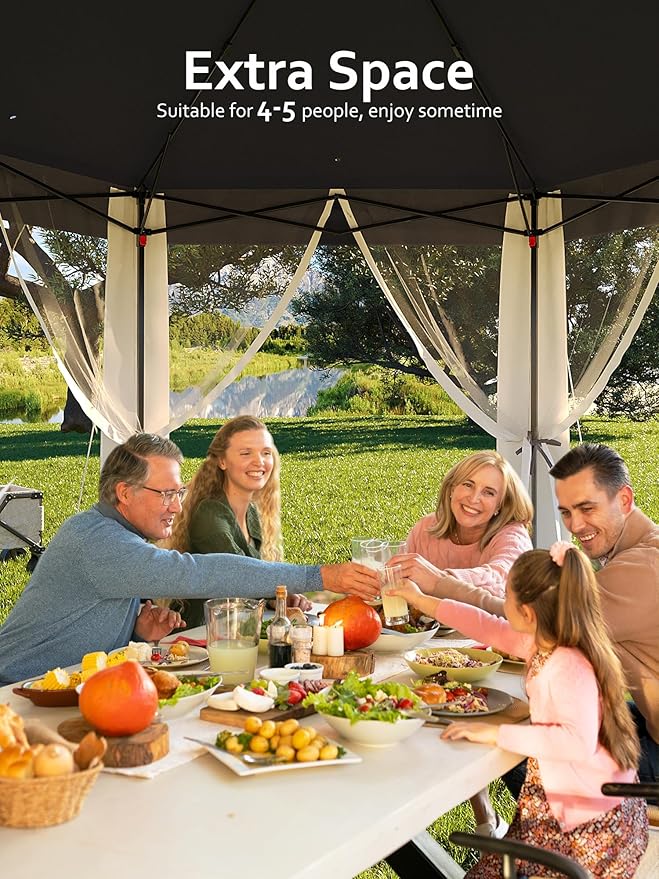 Garvee Pop Up Gazebo Screen Tent, Hexagonal Instant Gazebo Tent - Image 2