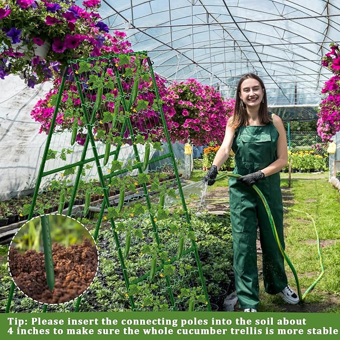 2 Packs Cucumber Trellis for Raised Beds, 31 X 47 Inch Adjustable Size A-Frame - Image 5
