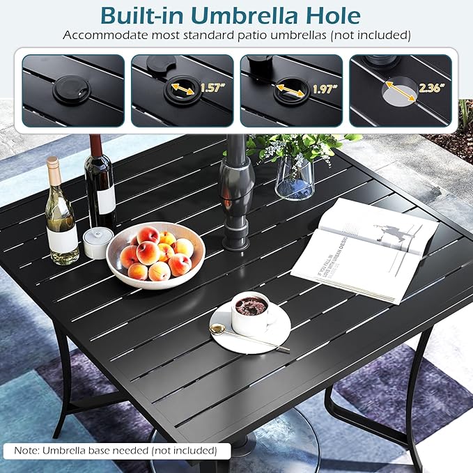 Tangkula 37" Metal Patio Dining Table - Image 6