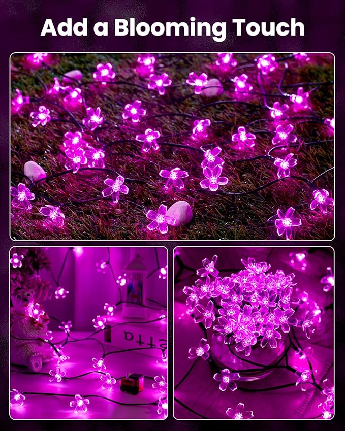 Brightown 60 LED Solar String Lights Flower Outdoor Waterproof Fairy Lights - Image 6