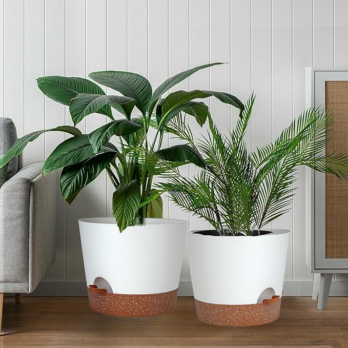 12inch Large Self Watering Plant Pot, Plastic Cylinder Planter - Image 3