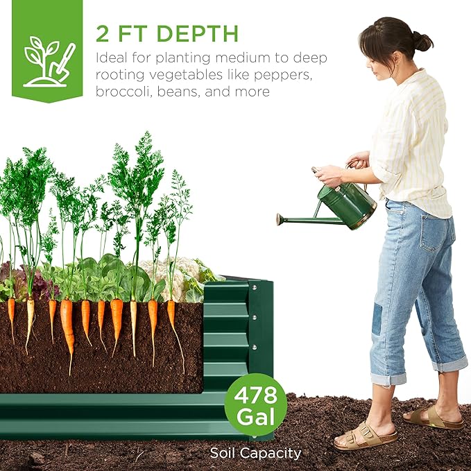 Best Choice Products 8x4x2ft Outdoor Metal Raised Garden Bed, Deep Root Planter - Image 3