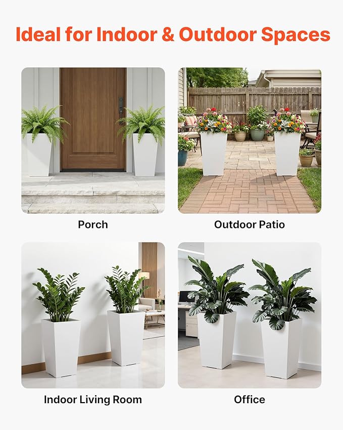 VEVOR Set of 2 Tall Planters for Outdoor Plants 22 inch, Modern Planters for - Image 6