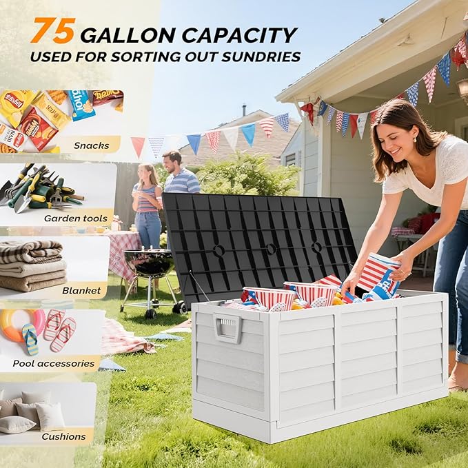 VINGLI 75 Gallon Collapsible Outdoor Storage Box, Simple-to-assemble Plastic - Image 8