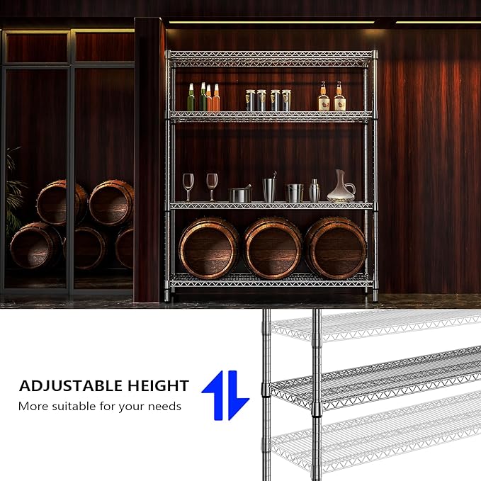 2800 LBS 59" W 4 Tier Storage Shelves Rack Metal Wire Shelving Unit, Storage - Image 6