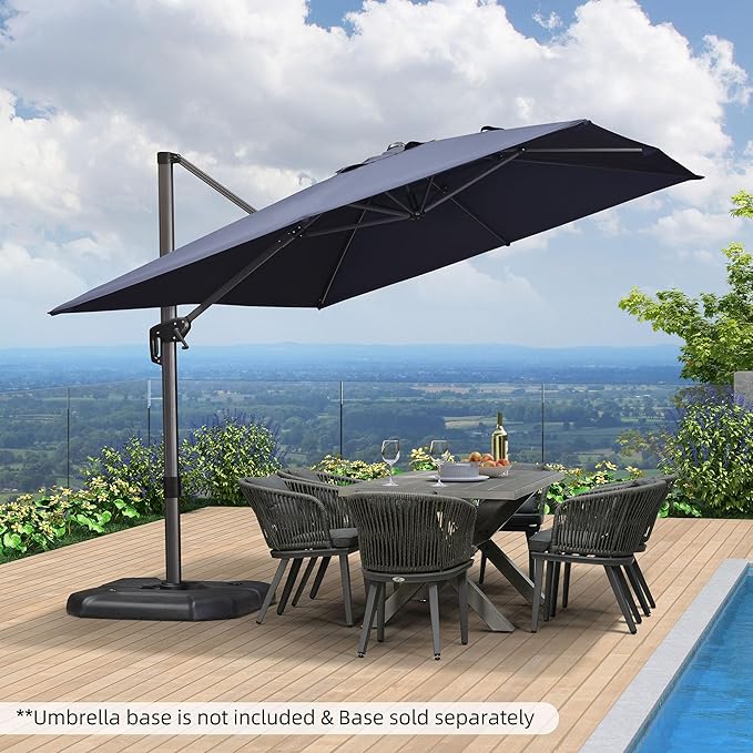 PURPLE LEAF 9' X 11.5' Patio Umbrella Outdoor Cantilever Rectangle Umbrella - Image 3