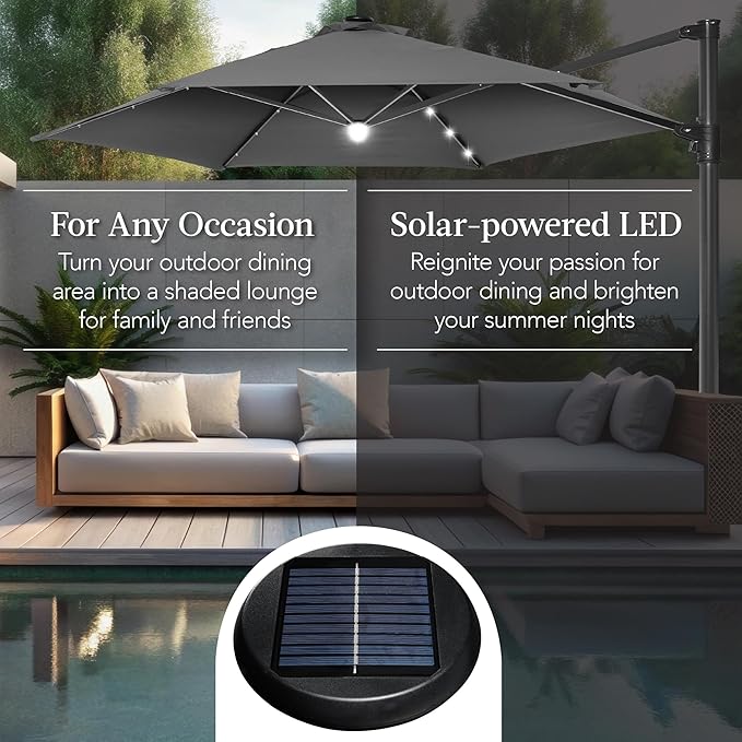 Best Choice Products 10ft Solar LED Offset Cantilever Hanging Market Patio - Image 4