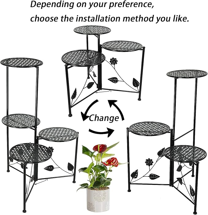 Plant Stand Indoor Outdoor, 3/4 Tier 30" Tall Metal Flower Pot Holder Shelves - Image 4