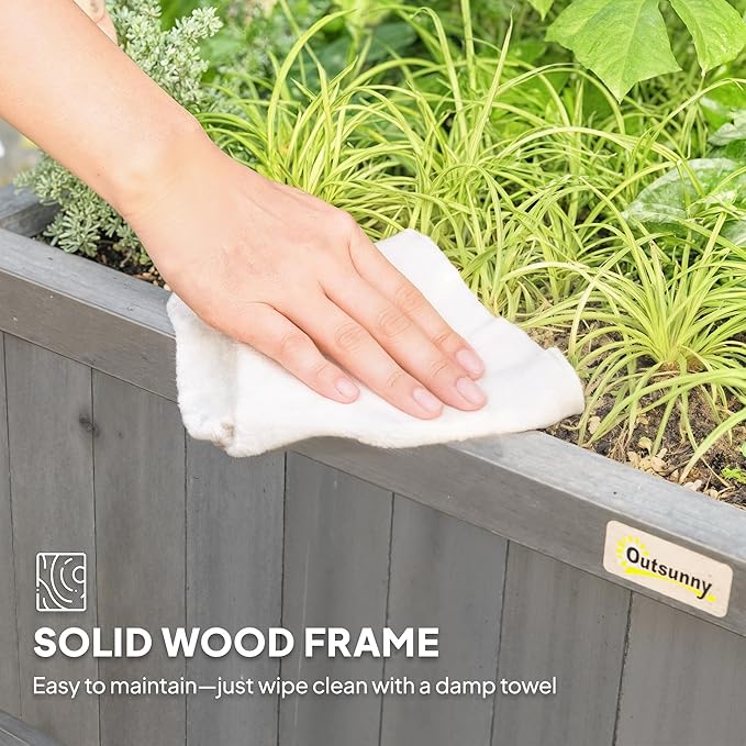 Outsunny Wood Planter with Trellis, Raised Garden Bed - Image 6
