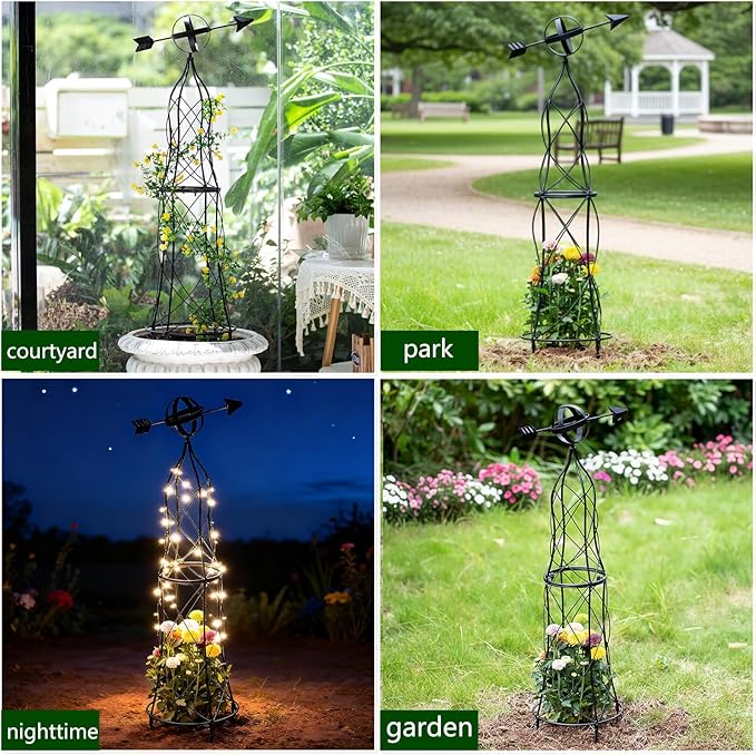 41-Inch Metal Obelisk Trellis – Elegant Garden Support - Image 7