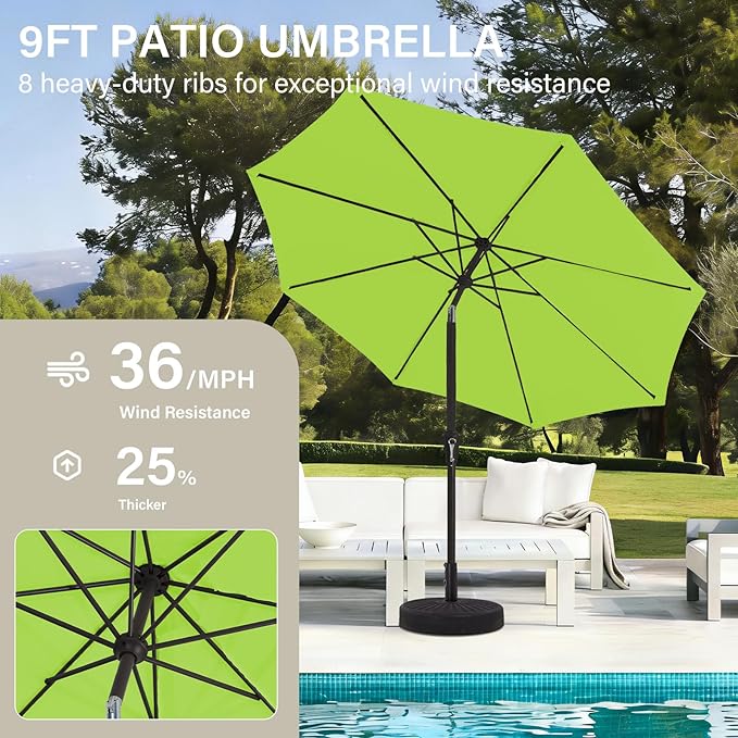 MEWAY 9ft Patio Umbrella Outdoor Table Umbrellas - Image 4